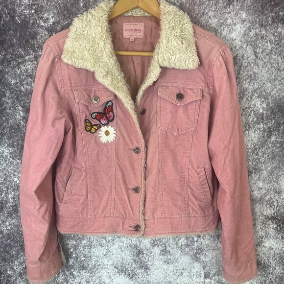 Jackets & Blazers - Drum Jeans Corduroy Jacket women M Pink Embroidered flowers 70s retro Penny Lane